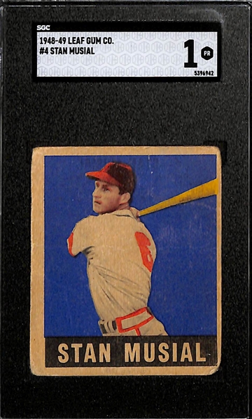 1948-49 Leaf Gum Co. Stan Musial Rookie Card #4 Graded SGC 1 (Great Eye Appeal)