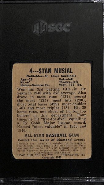 1948-49 Leaf Gum Co. Stan Musial Rookie Card #4 Graded SGC 1 (Great Eye Appeal)