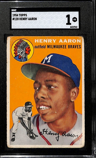 1954 Topps Hank Aaron #128 Rookie Card Graded SGC 1 (Great Eye Appeal)