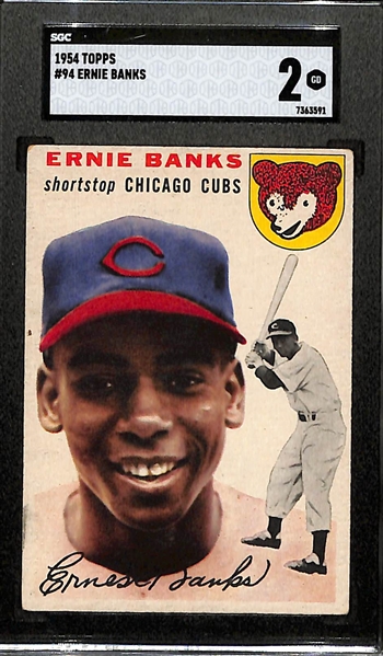 1954 Topps Ernie Banks #94 Rookie Card Graded SGC 2 (Great Eye Appeal)