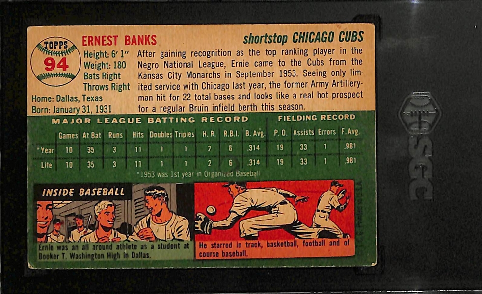 1954 Topps Ernie Banks #94 Rookie Card Graded SGC 2 (Great Eye Appeal)