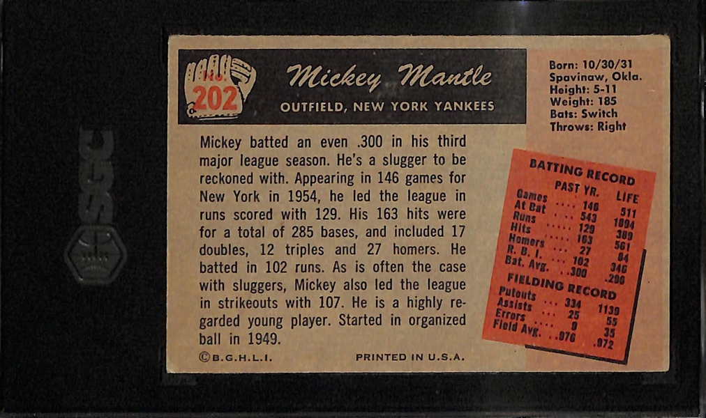 1955 Bowman Mickey Mantle #202 Graded SGC 2.5