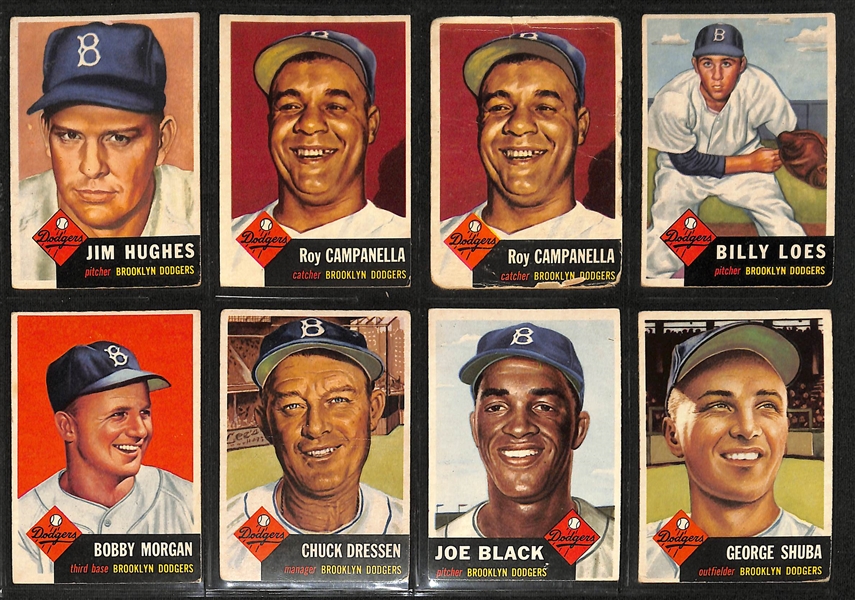 Lot of (200+) 1953 Topps Baseball Cards w. Roy Campanella & Whitey Ford