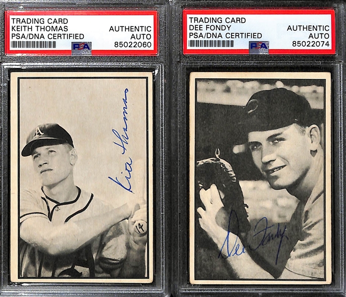 (7) Signed 1953 Bowman B&W Cards (PSA/DNA Slabbed) - Preacher Roe, Keith Thomas, Dee Fondy, Randy Jackson, Gene Woodling, Dick Gernert, Walker Cooper