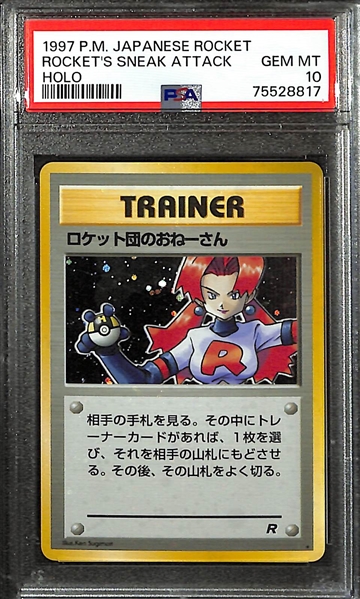 1997 Japanese Pokemon Team Rocket Rocket's Sneak Attack Holo Trainer Card Graded PSA 10