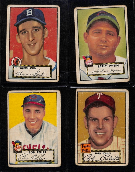 (11) Vintage Topps Baseball  Cards - Inc. (4) 1952 (Spahn, Wynn, Feller, Roberts) & (7) 1954 (Mathews, Ashburn, Irvin, 3 Hodges, Kluszewski)