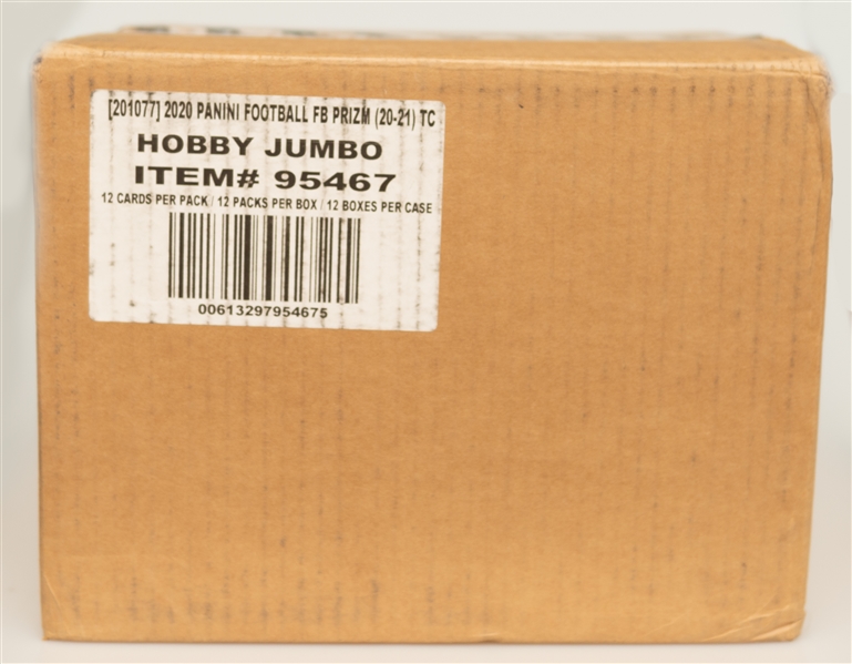 2020 Panini NFL Football Prizm Jumbo Hobby Factory Sealed Case (12 Boxes) #95467 - Rookie Class of Joe Burrow, Justin Herbert, Justin Jefferson, Jalen Hurts, Tua Tagovailoa, Jordan Love, + 