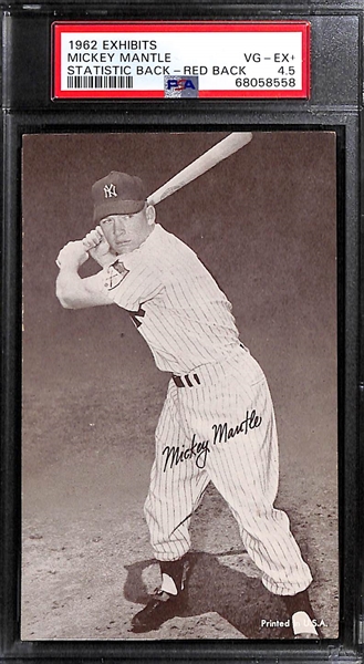 1962 Exhibits Mickey Mantle (Stat Back - Red Back) Graded PSA 4.5