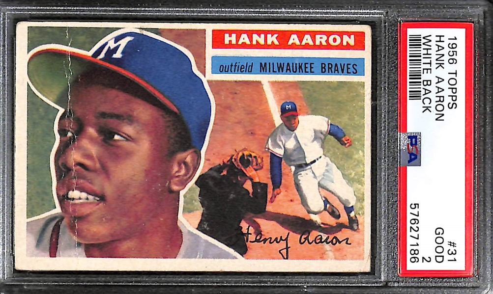 1956 Topps Hank Aaron White Back #31 Graded PSA 2