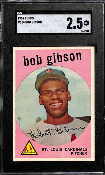 1959 Topps Bob Gibson #514 Rookie Card Graded SGC 2.5