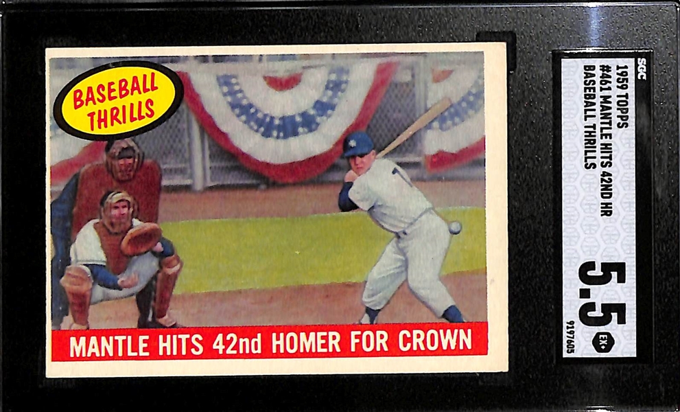 1959 Topps Mickey Mantle Hits 42nd Homer For Crown #461 Graded SGC 5.5