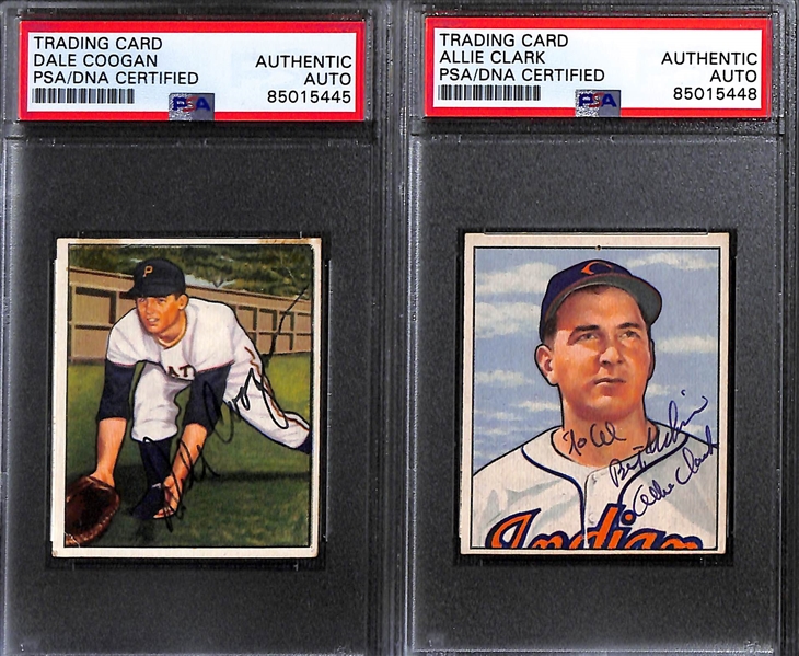 (8) 1950 Bowman Signed Cards w. Coogan, Clark, Lake, Berry, Litwhiler, Papai, Restelli, and Gumbert (PSA/DNA Certified) 