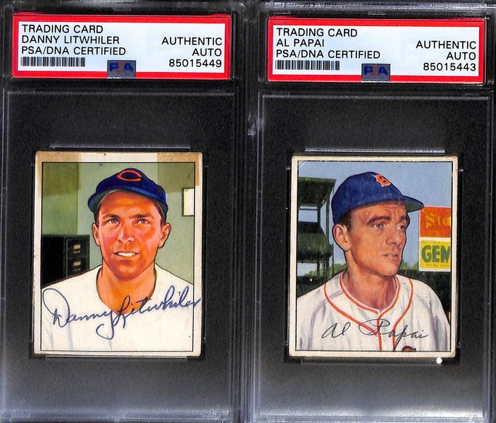 (8) 1950 Bowman Signed Cards w. Coogan, Clark, Lake, Berry, Litwhiler, Papai, Restelli, and Gumbert (PSA/DNA Certified) 