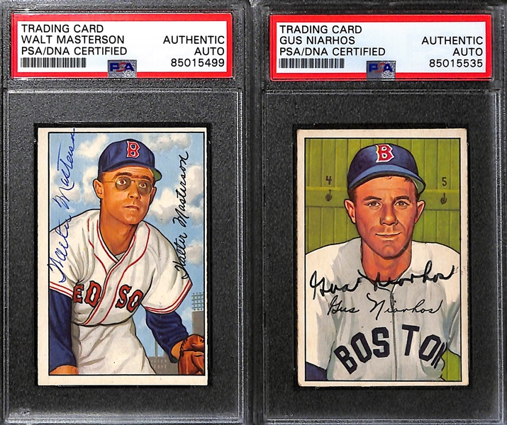 (7) 1951 & 1952 Bowman Signed Boston Red Sox Cards w. Jim Piersall, Walt Materson, Gus Niarhos, Randy Gumpert, Del Wilber, Matt Batts, and Willard Nixon. (PSA/DNA Certified) 