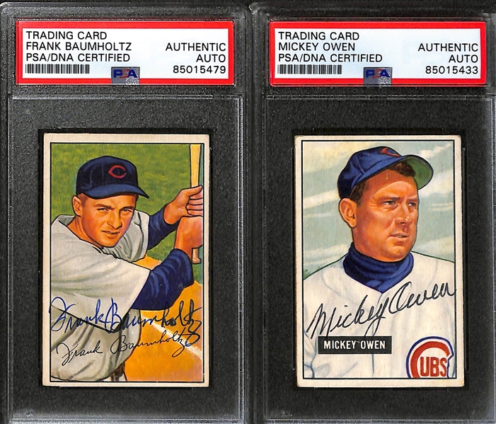 (6) 1951 & 1952 Bowman Signed Chicago Cubs Cards w. John Pramesa, (2) Frank Braumholtz, Mickey Owen, Doyle Lade, and Bill Serena. (PSA/DNA Certified) 