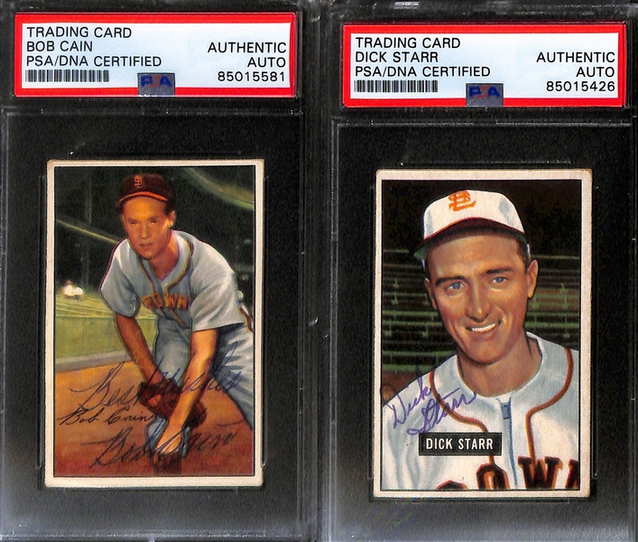 (9) 1951 & 1952 Bowman Signed St. Louis Browns Cards w. Stan Rojek, Dick Kryhoski, Ned Garver, Bob Cain, Dick Starr, Jim Delsing, Owen Friend, and (2) Hank Arft. (PSA/DNA Certified)