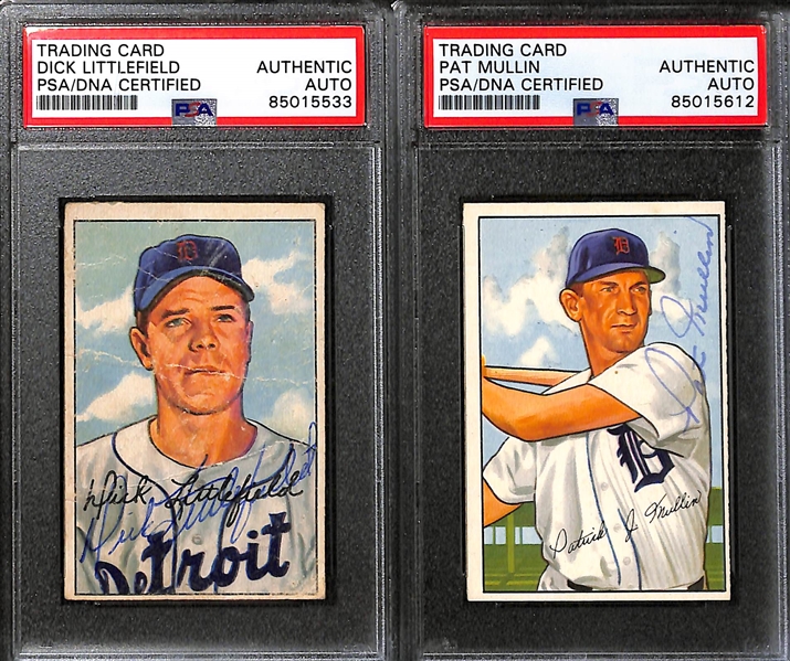 (9) 1951 & 1952 Bowman Signed Detroit Tigers Cards w. Vic Wertz, Dick Littlefield, (2) Pat Mullin, Don Kolloway, (2) Ted Gray, Johnny Groth, and Marlin Stuart. (PSA/DNA Authentic) 