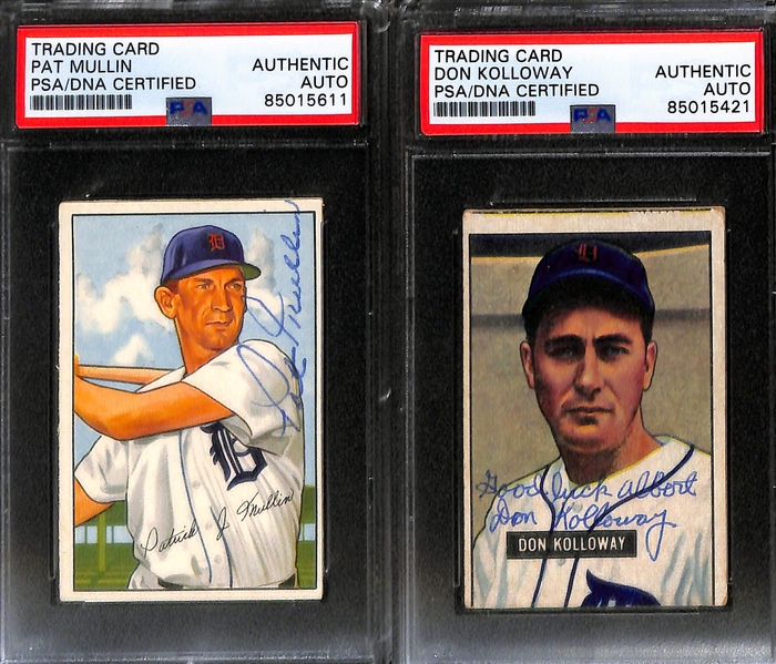 (9) 1951 & 1952 Bowman Signed Detroit Tigers Cards w. Vic Wertz, Dick Littlefield, (2) Pat Mullin, Don Kolloway, (2) Ted Gray, Johnny Groth, and Marlin Stuart. (PSA/DNA Authentic) 