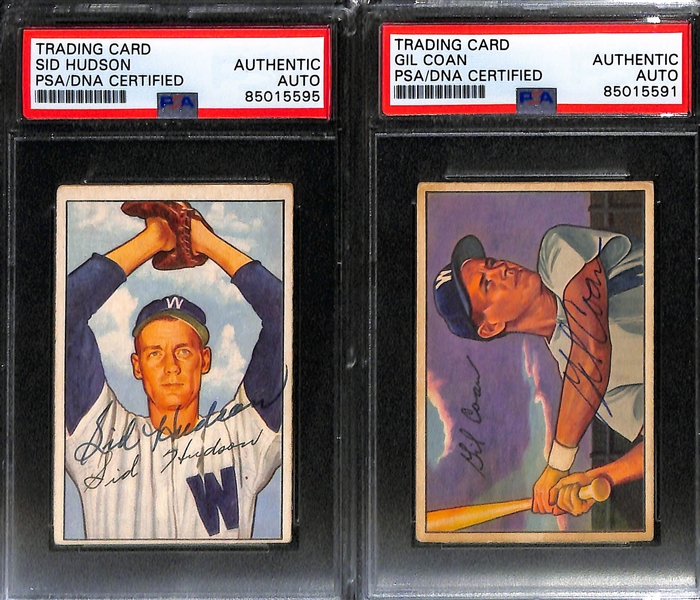 (5) 1952 Bowman Signed Cards w. Irv Noren, Archie Wilson, Sam Mele, Sid Hudson, and Gil Coan. (PSA/DNA Certified) 