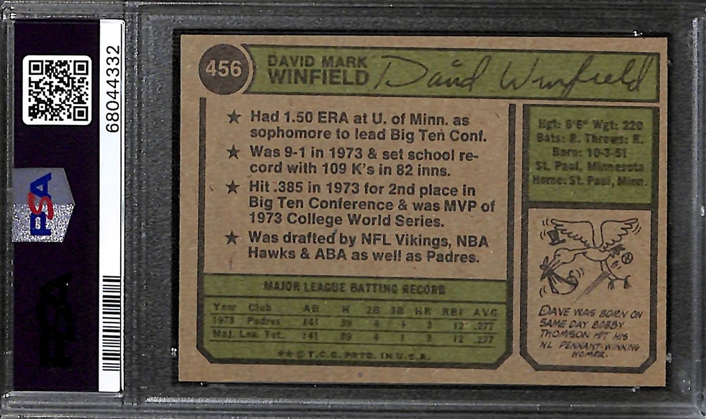 Pack-Fresh 1974 Dave Winfield Rookie Card Graded PSA 8 (Great Eye Appeal)