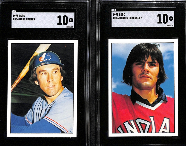 RARE 1975 SPCC Gary Carter & Dennis Eckersley Rookie Cards - Both Graded SGC 10 Gem Mint!