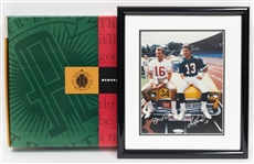 Upper Deck Authenticated Dan Marino & Joe Montana Dual Autograph Framed Photo (8"x10" photo in 12"x14" frame) w. UDA COA and Box