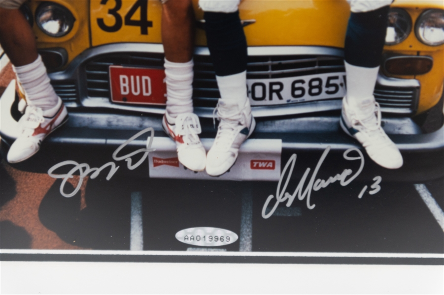 Upper Deck Authenticated Dan Marino & Joe Montana Dual Autograph Framed Photo (8x10 photo in 12x14 frame) w. UDA COA and Box