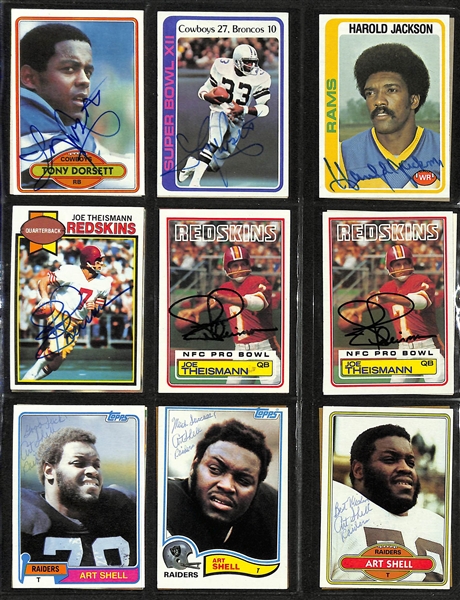 Lot of Over (590) Signed Football Cards w. (2) John Matuszak, (2) Lester Hayes Rookie Cards, (12) Leroy Selmon, (2) Ricky Bell, (2) Tony Dorsett, (3) Theisman, (3) Art Shell, Munoz, (2) Winslow,...