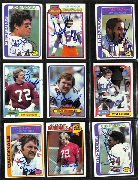 Lot of Over (590) Signed Football Cards w. (2) John Matuszak, (2) Lester Hayes Rookie Cards, (12) Leroy Selmon, (2) Ricky Bell, (2) Tony Dorsett, (3) Theisman, (3) Art Shell, Munoz, (2) Winslow,...