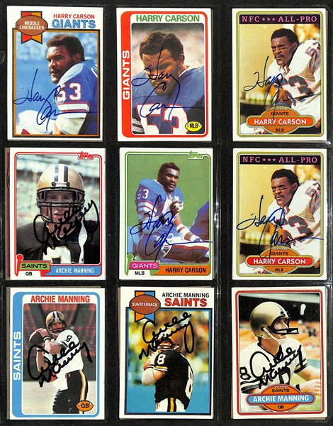 Lot of Over (590) Signed Football Cards w. (2) John Matuszak, (2) Lester Hayes Rookie Cards, (12) Leroy Selmon, (2) Ricky Bell, (2) Tony Dorsett, (3) Theisman, (3) Art Shell, Munoz, (2) Winslow,...