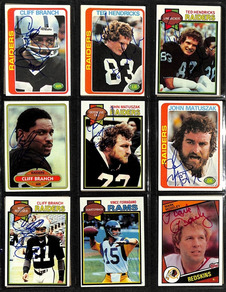 Lot of Over (590) Signed Football Cards w. (2) John Matuszak, (2) Lester Hayes Rookie Cards, (12) Leroy Selmon, (2) Ricky Bell, (2) Tony Dorsett, (3) Theisman, (3) Art Shell, Munoz, (2) Winslow,...