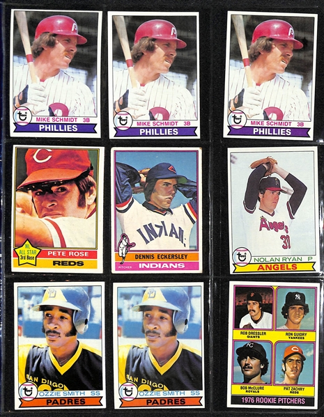 Lot of 88 Sports Cards w. Rookie (2 Ozzie Smith, Ron Guidry , Dennis Eckersley) & Stars (Nolan Ryan, Pete Rose, Tom Brady)