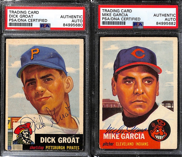 (5) Signed 1953 Topps Cards (PSA/DNA Slabbed) - Early Wynn, Dick Groat, Mike Garcia, Gordon Goldsberry, Paul LaPalme