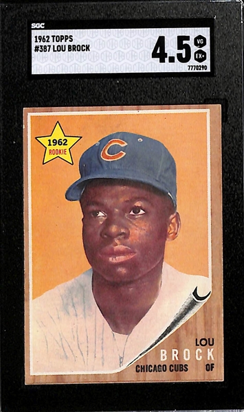 1962 Topps Lou Brock Rookie Card #387 Graded SGC 4.5