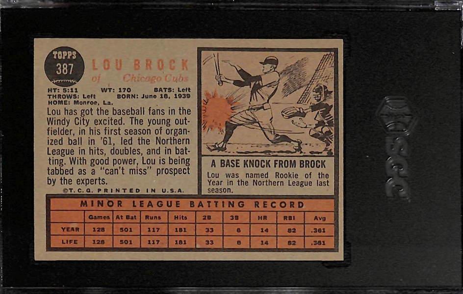 1962 Topps Lou Brock Rookie Card #387 Graded SGC 4.5