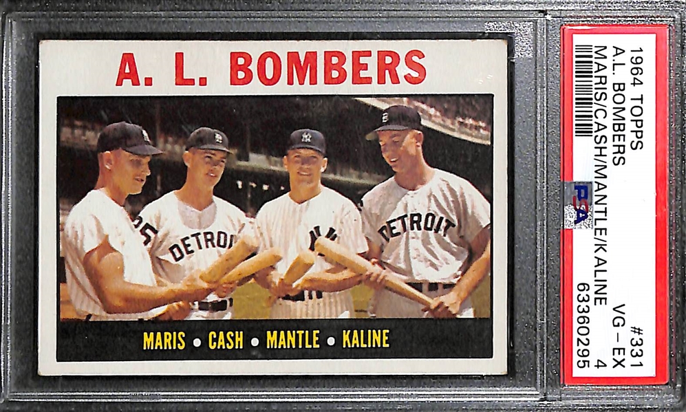 1964 Topps AL Bombers w. Mickey Mantle #331 Graded PSA 4