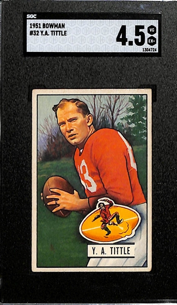 Lot of (23) 1951 Bowman Football Cards w. Y.A. Tittle SGC 4.5 and Bobby Layne SGC 4