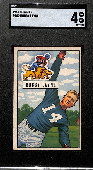 Lot of (23) 1951 Bowman Football Cards w. Y.A. Tittle SGC 4.5 and Bobby Layne SGC 4