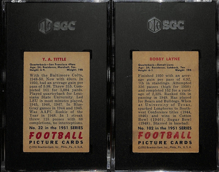 Lot of (23) 1951 Bowman Football Cards w. Y.A. Tittle SGC 4.5 and Bobby Layne SGC 4