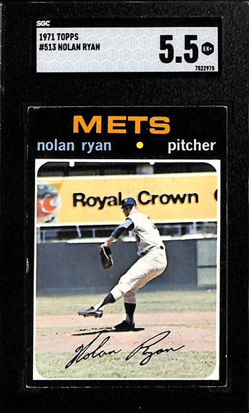 Lot of (2) Vintage Topps SGC Graded Cards w/ 1971 Topps Nolan Ryan (SGC 5.5), 1959 Topps Roberto Clemente (SGC Authentic)