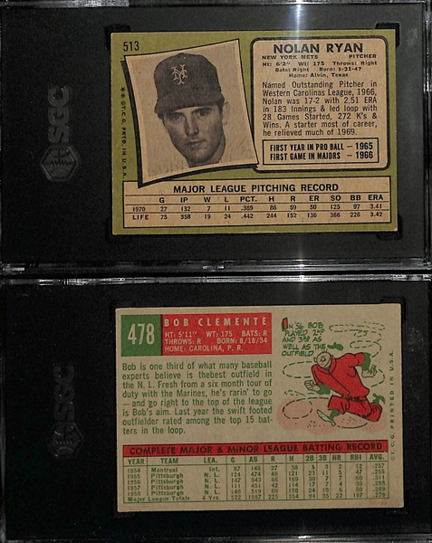 Lot of (2) Vintage Topps SGC Graded Cards w/ 1971 Topps Nolan Ryan (SGC 5.5), 1959 Topps Roberto Clemente (SGC Authentic)