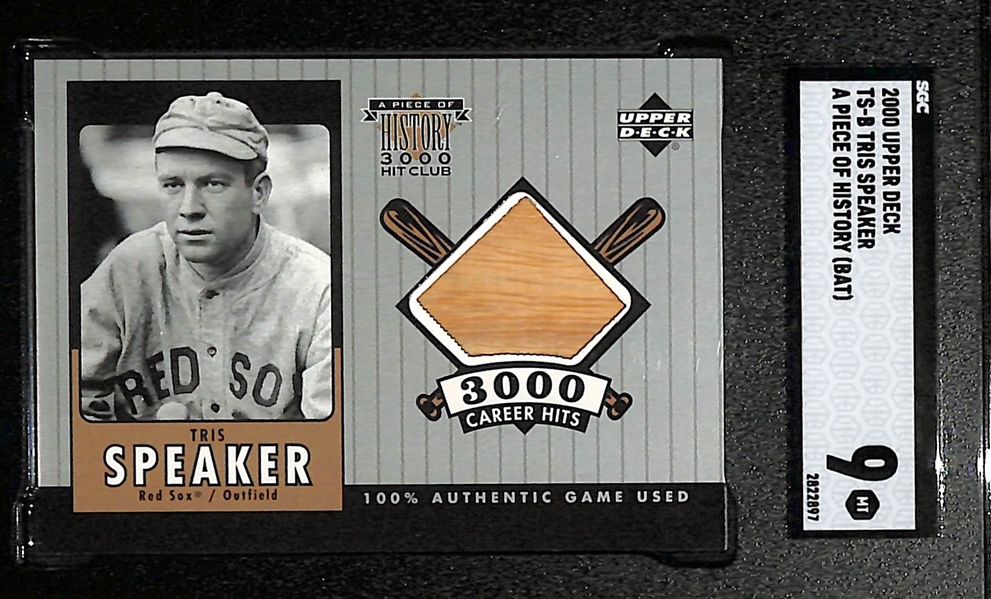 2000 Upper Deck Tris Speaker A Piece Of History Bat Relic Card Graded SGC 9