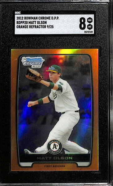 2012 Bowman Chrome Draft Picks Prospects Matt Olson Orange Refractor Rookie Card Graded SGC 8 (#/25)