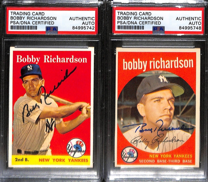 (5) Signed Cards - (2) Ted Kluszewski (1958 & 1960 Topps) & (3) Bobby Richardson (1958, 1959, 1960) - All PSA/DNA Slabbed