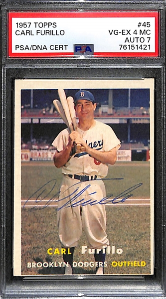 Signed 1957 Carl Furillo #45 - PSA Grade 4MC (Auto Grade 7)