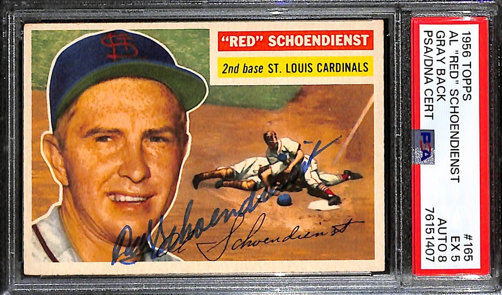 Signed 1956 Red Schoendienst #165 - PSA Grade 5 (Auto Grade 8)