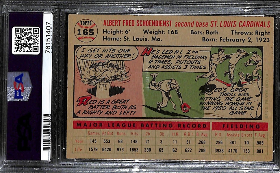 Signed 1956 Red Schoendienst #165 - PSA Grade 5 (Auto Grade 8)