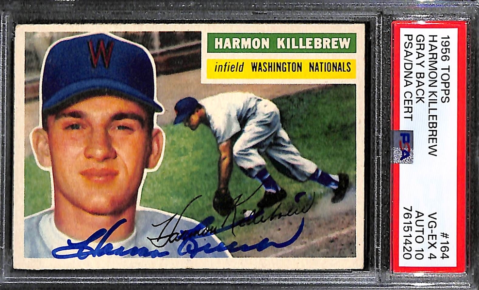 Signed 1956 Harmon Killebrew #164 - PSA Grade 4 (Auto Grade 10)