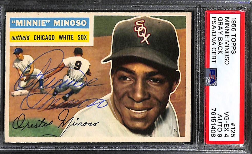 Signed 1956 Topps Minnie Minoso #125 - PSA Grade 4 (Auto Grade 9)