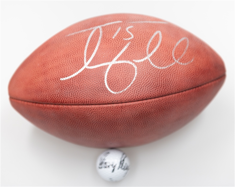 Tim Tebow Autographed Wilson Official Football and Gary Player Autographed Golf Ball (JSA Auction Letter)